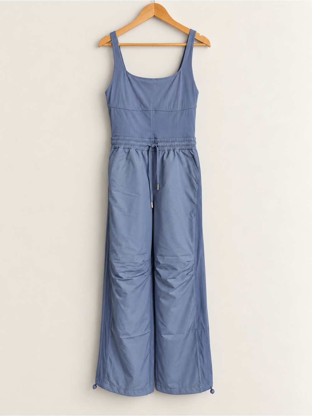 ILLA ILLA Sleeveless Dusty Blue Wide-Leg Jumpsuit with Drawstring Waist